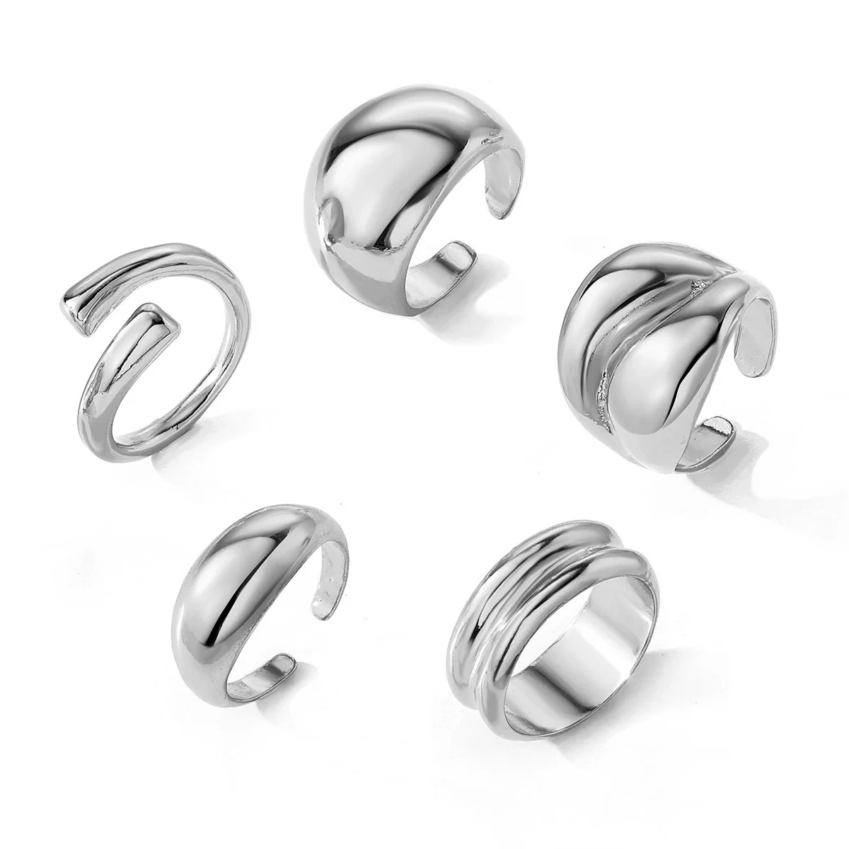 Alloy Geometric Spherical Opening Ring Electroplated - Image 5