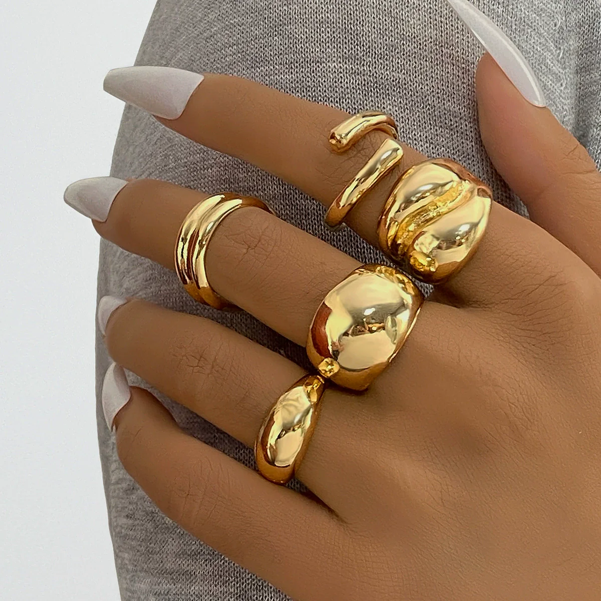 Alloy Geometric Spherical Opening Ring Electroplated - Image 6