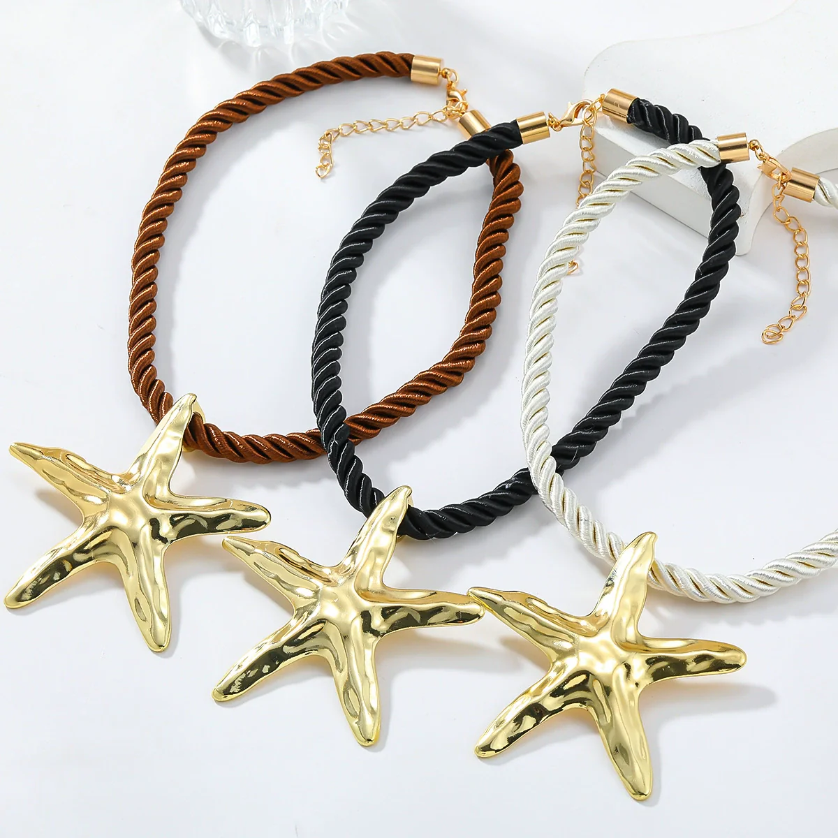 Alloy Geometric Starfish Ocean Wind Women's Necklace And Earrings With Electroplating - Image 2