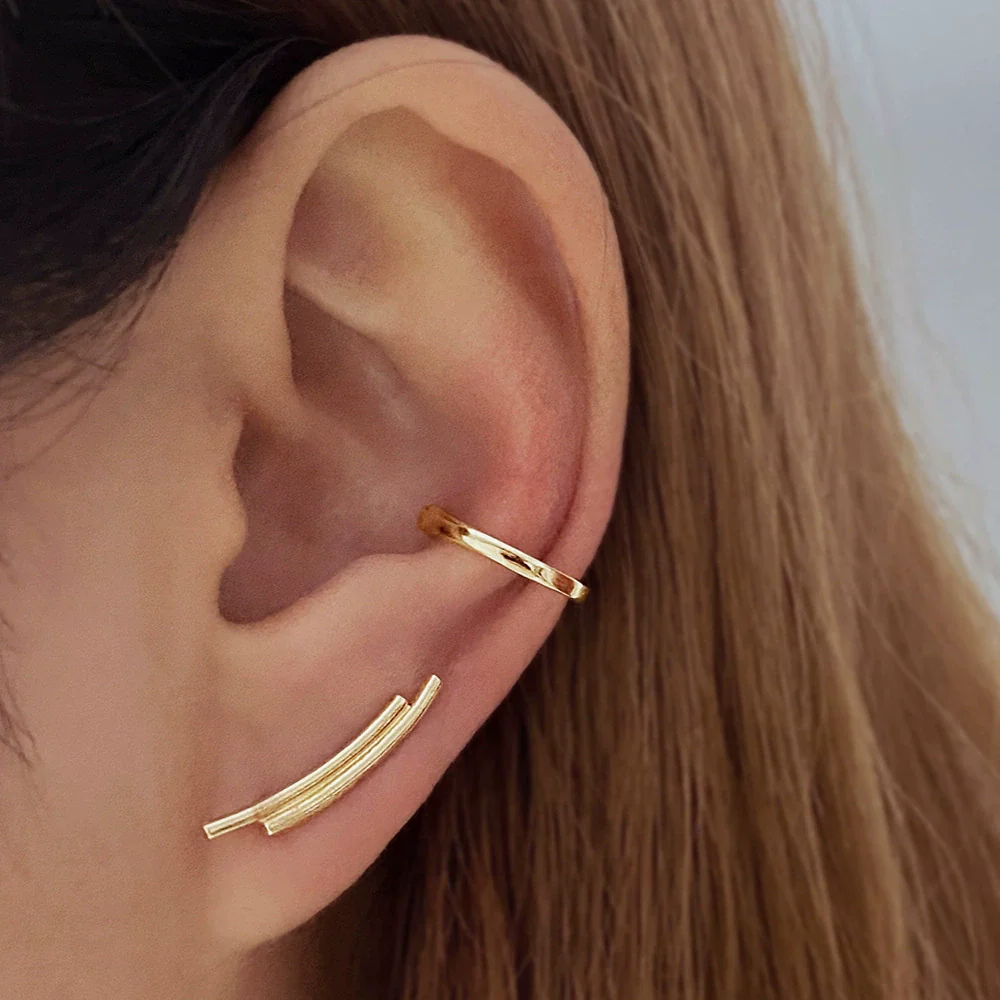 Alloy Geometric Style Zircon Earrings And Ear Bone Clip Set For Women With Diamond Design And Light Luxury Style - Image 7