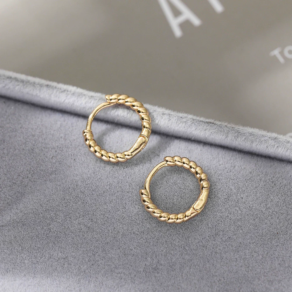 Alloy Geometric Twist Hoop Earrings For Women Minimalist Style Electroplated - Image 7