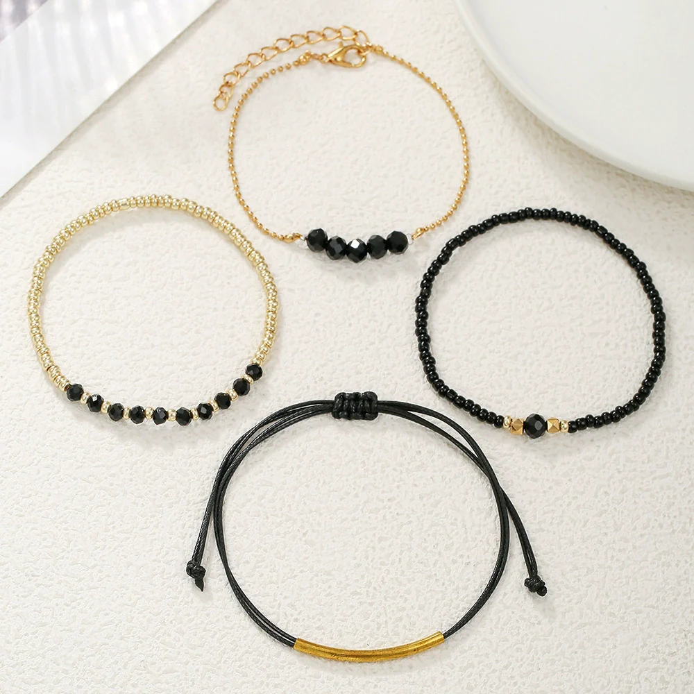 Alloy Glass Beads Geometric Handmade Unisex Imitation Crystal Rice Beads Bracelet - Image 4