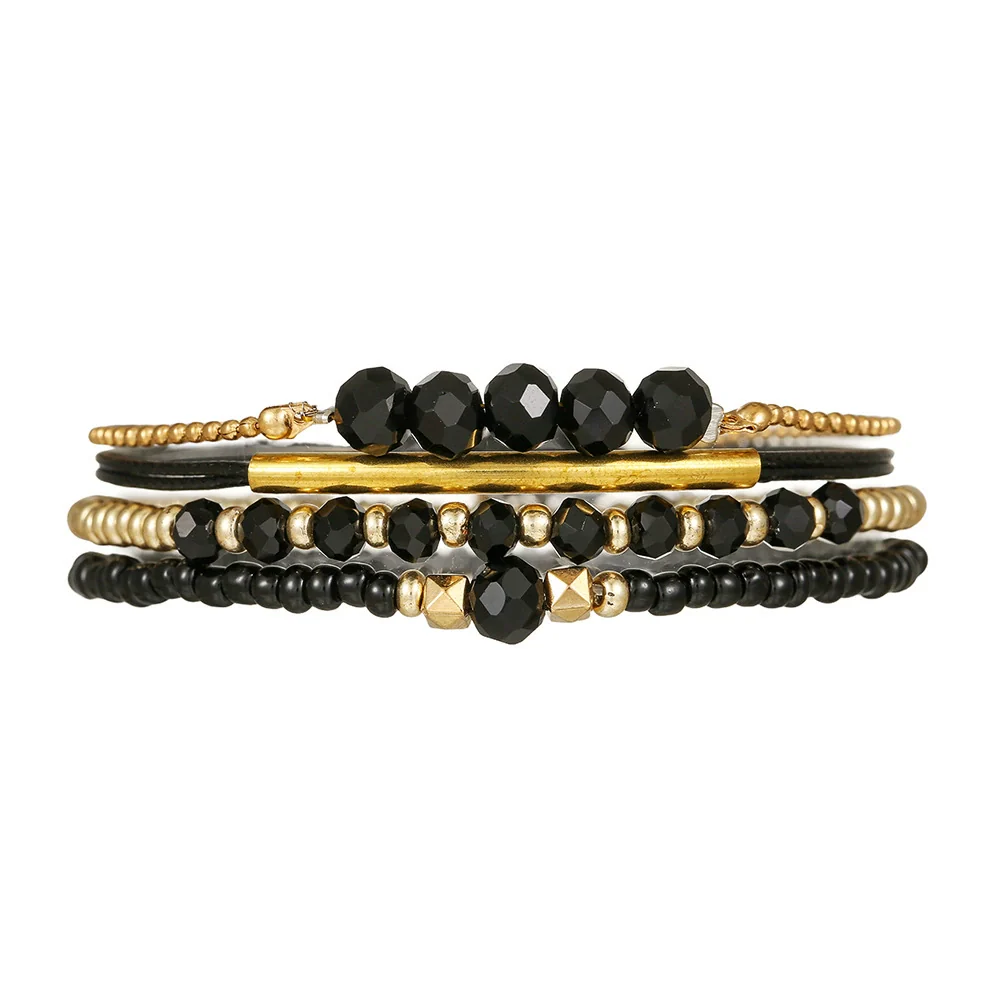 Alloy Glass Beads Geometric Handmade Unisex Imitation Crystal Rice Beads Bracelet - Image 5