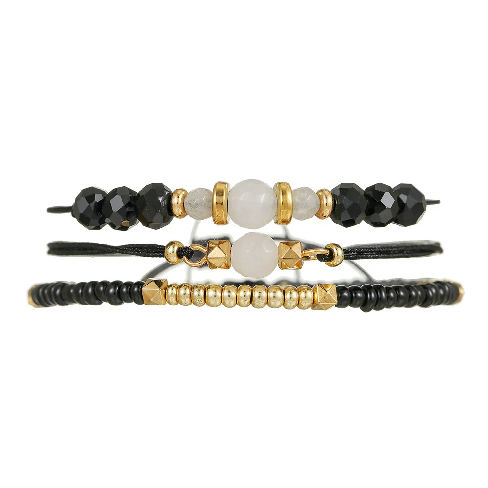 Alloy Glass Beads Geometric Handmade Unisex Imitation Crystal Rice Beads Bracelet - Image 6