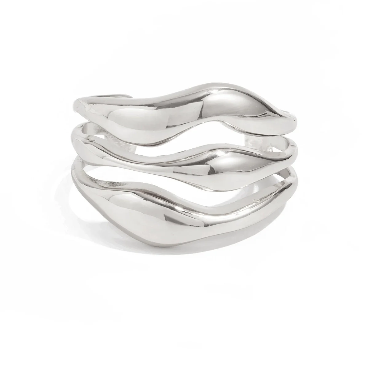 Alloy Glossy Open Finger Bracelet With Geometric Style And Electroplating Processing - Image 5
