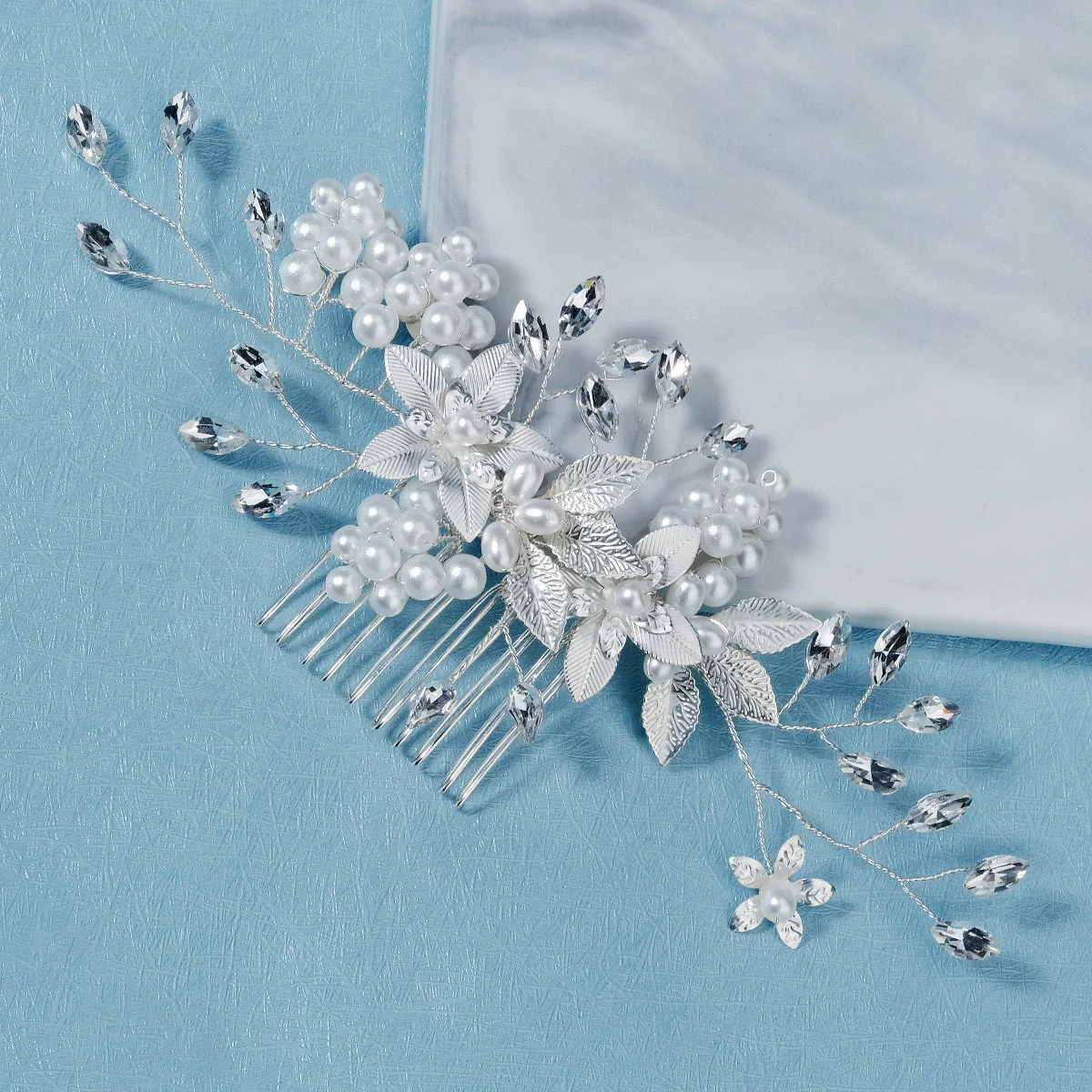 Alloy Hand Knitted Flower Leaf Bridal Hair Comb Pin Hair Accessories For Women - Image 13
