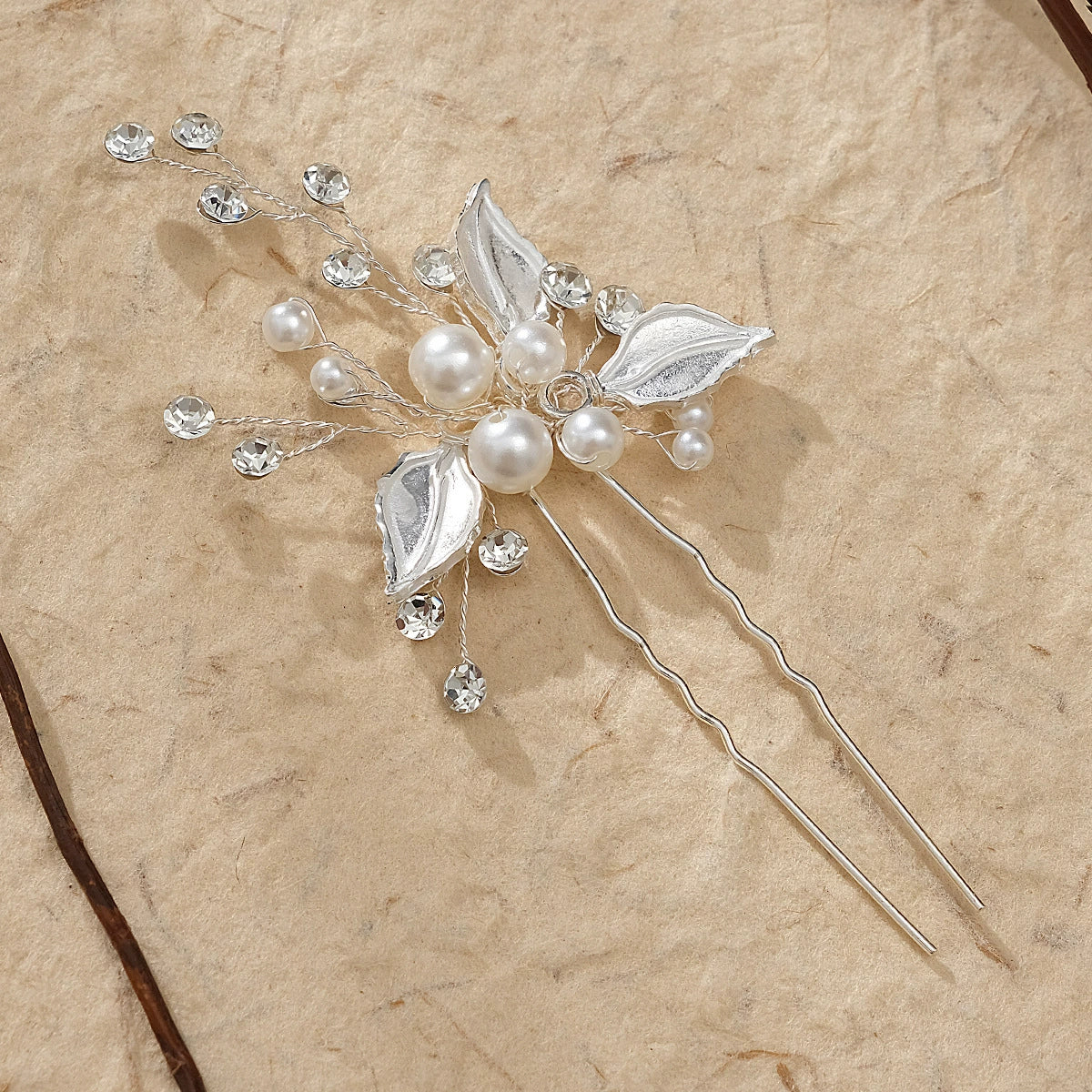 Alloy Hand Knitted Flower Leaf Bridal Hair Comb Pin Hair Accessories For Women - Image 14