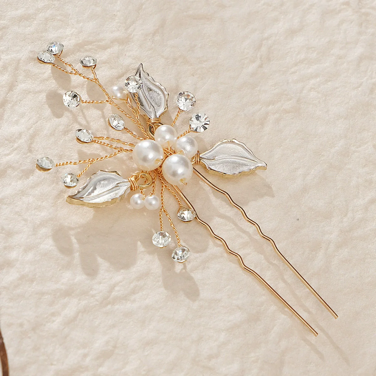 Alloy Hand Knitted Flower Leaf Bridal Hair Comb Pin Hair Accessories For Women - Image 16