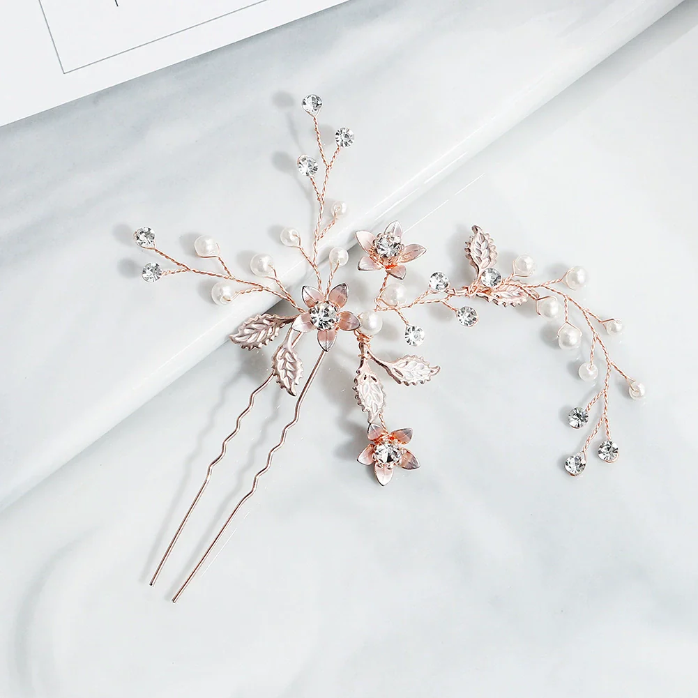 Alloy Hand Knitted Flower Leaf Bridal Hair Comb Pin Hair Accessories For Women - Image 24