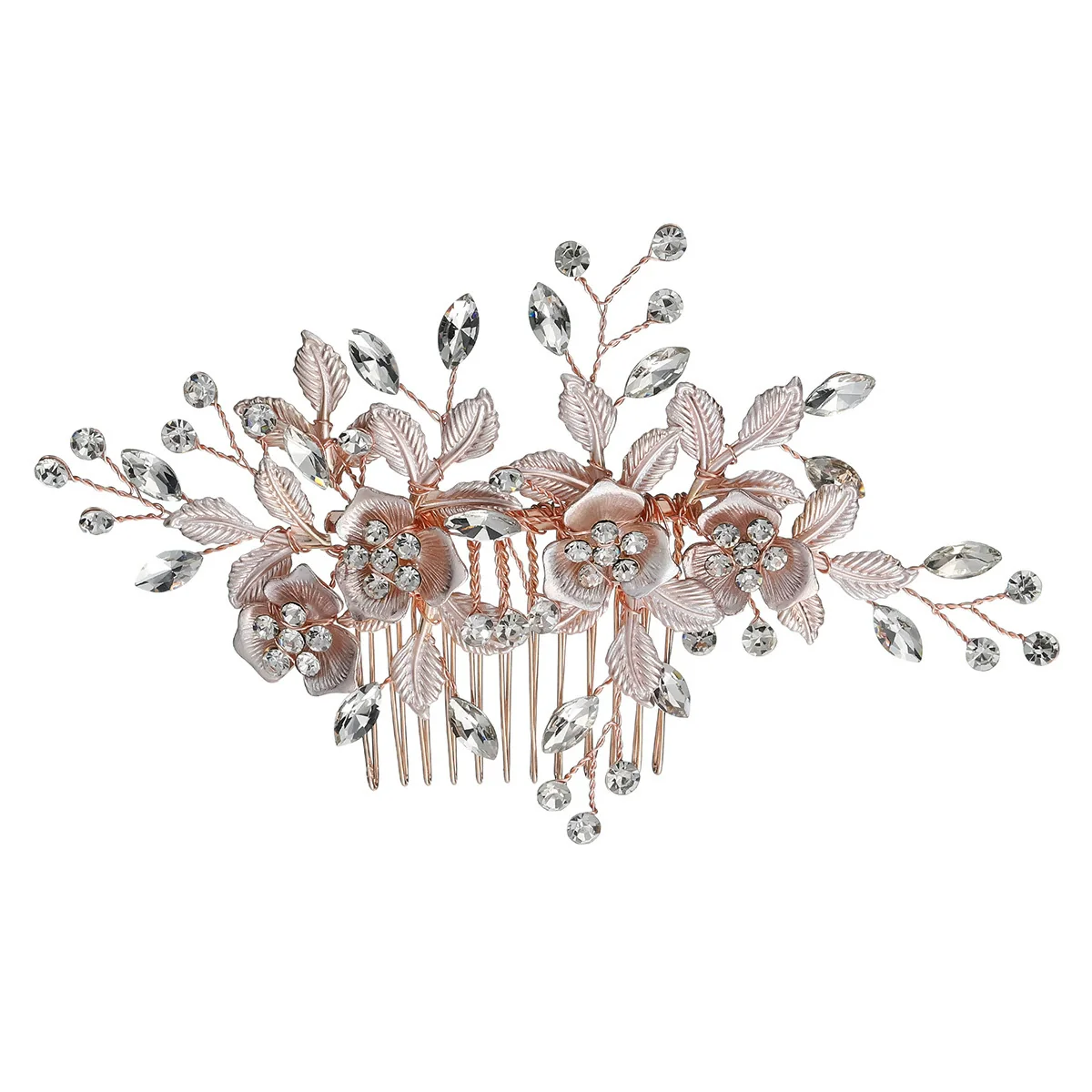 Alloy Hand Knitted Flower Leaf Bridal Hair Comb Pin Hair Accessories For Women - Image 5