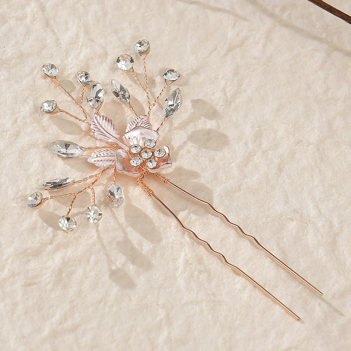 Alloy Hand Knitted Flower Leaf Bridal Hair Comb Pin Hair Accessories For Women - Image 7