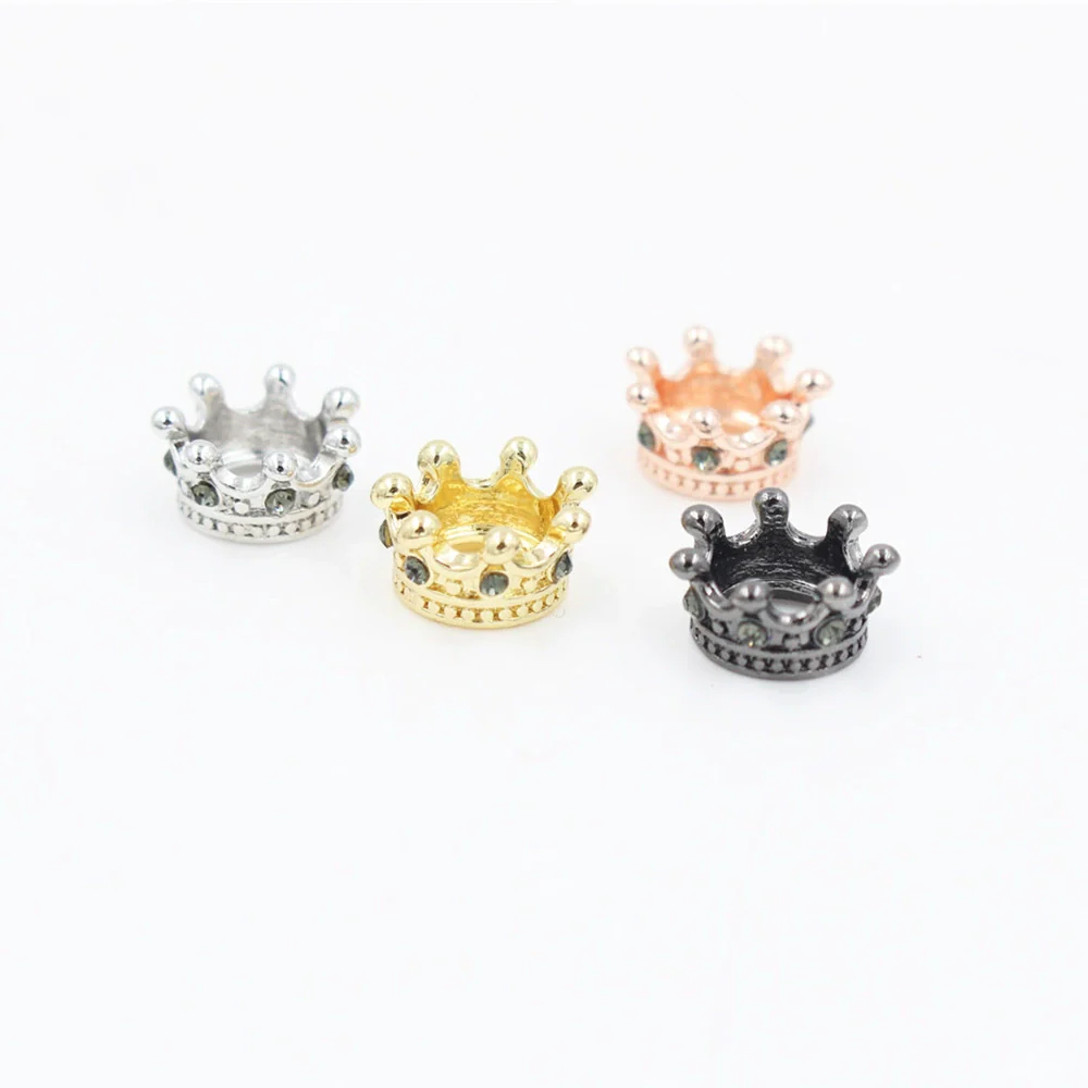 Alloy Handmade Microinlaid Zircon Crown Bead Jewelry Accessories Electroplated Bracelet Necklace Loose Bead