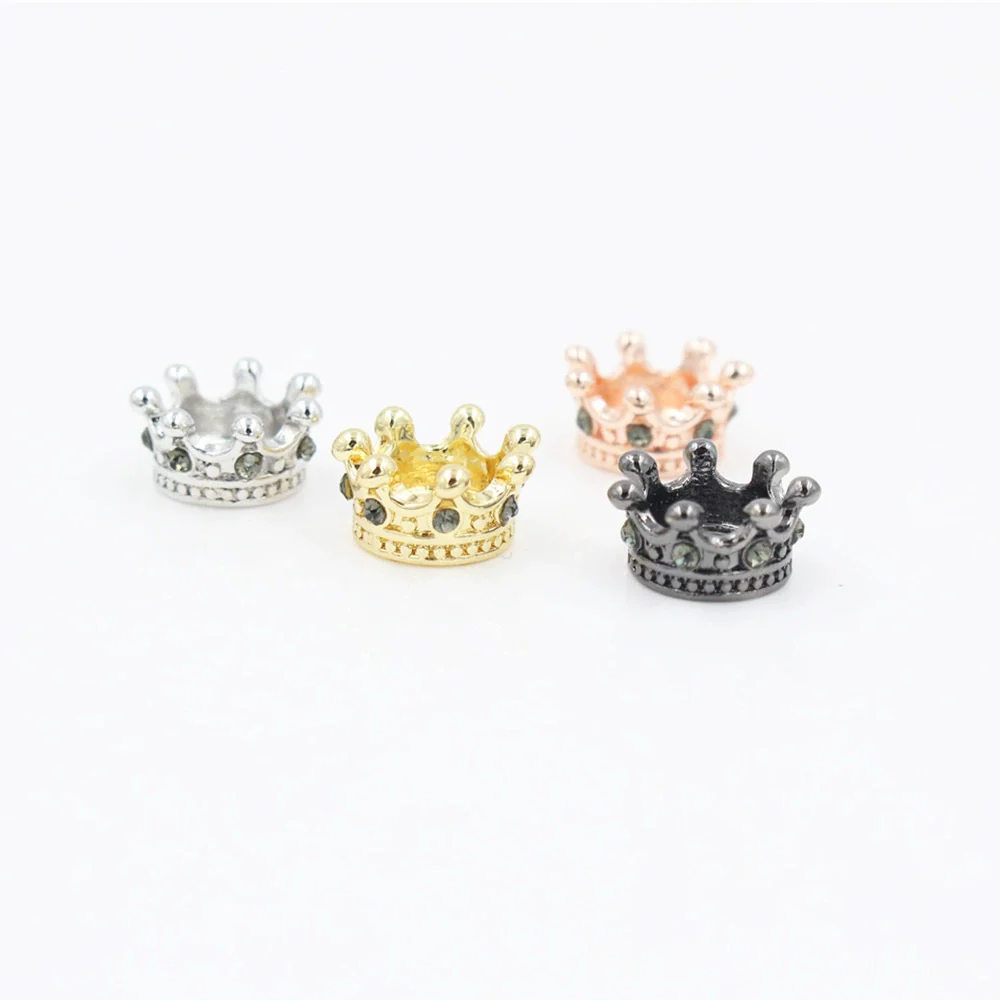Alloy Handmade Microinlaid Zircon Crown Bead Jewelry Accessories Electroplated Bracelet Necklace Loose Bead - Image 2