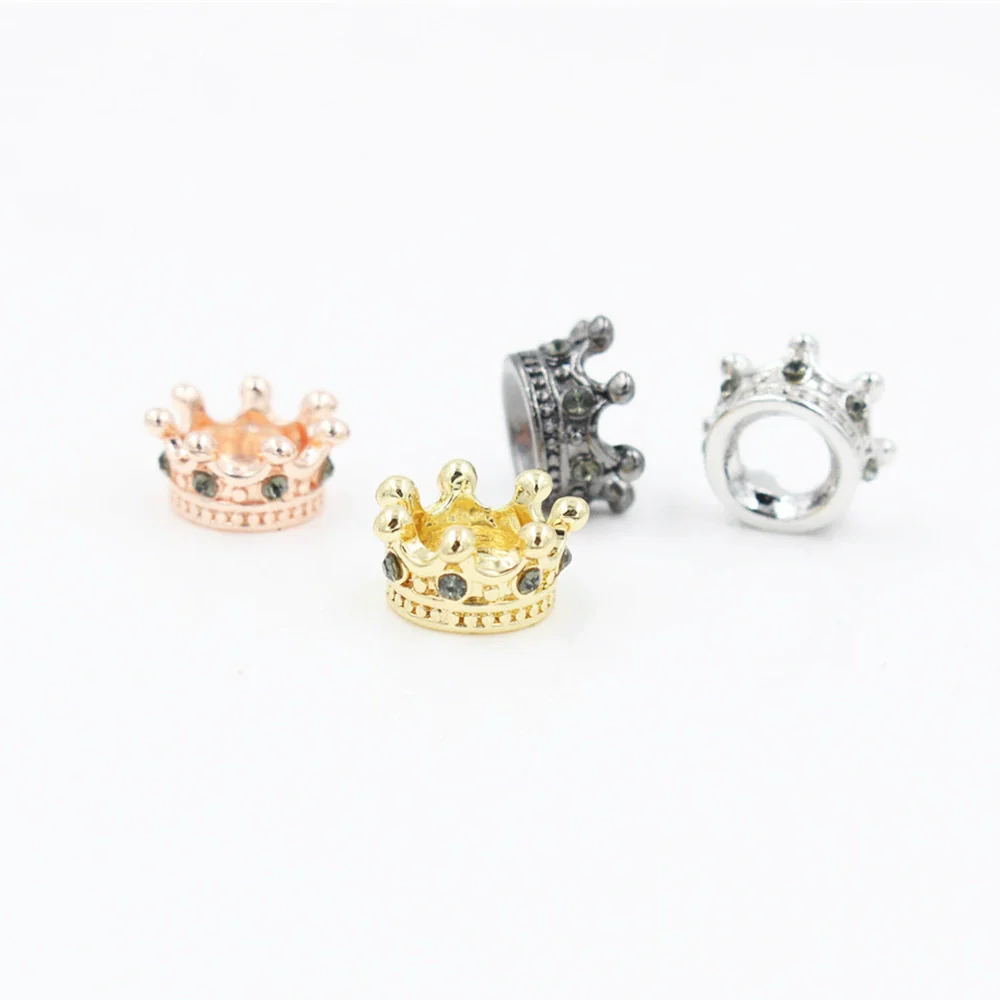 Alloy Handmade Microinlaid Zircon Crown Bead Jewelry Accessories Electroplated Bracelet Necklace Loose Bead - Image 3