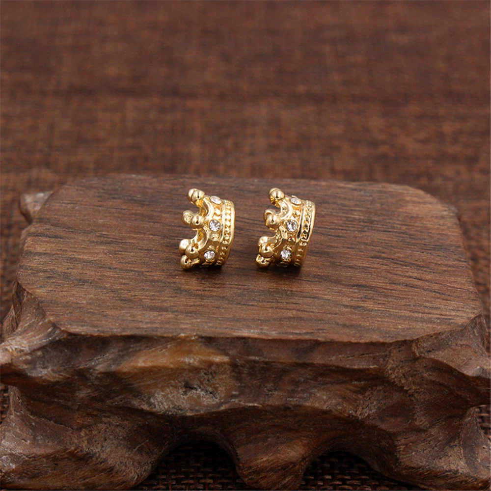 Alloy Handmade Microinlaid Zircon Crown Bead Jewelry Accessories Electroplated Bracelet Necklace Loose Bead - Image 9