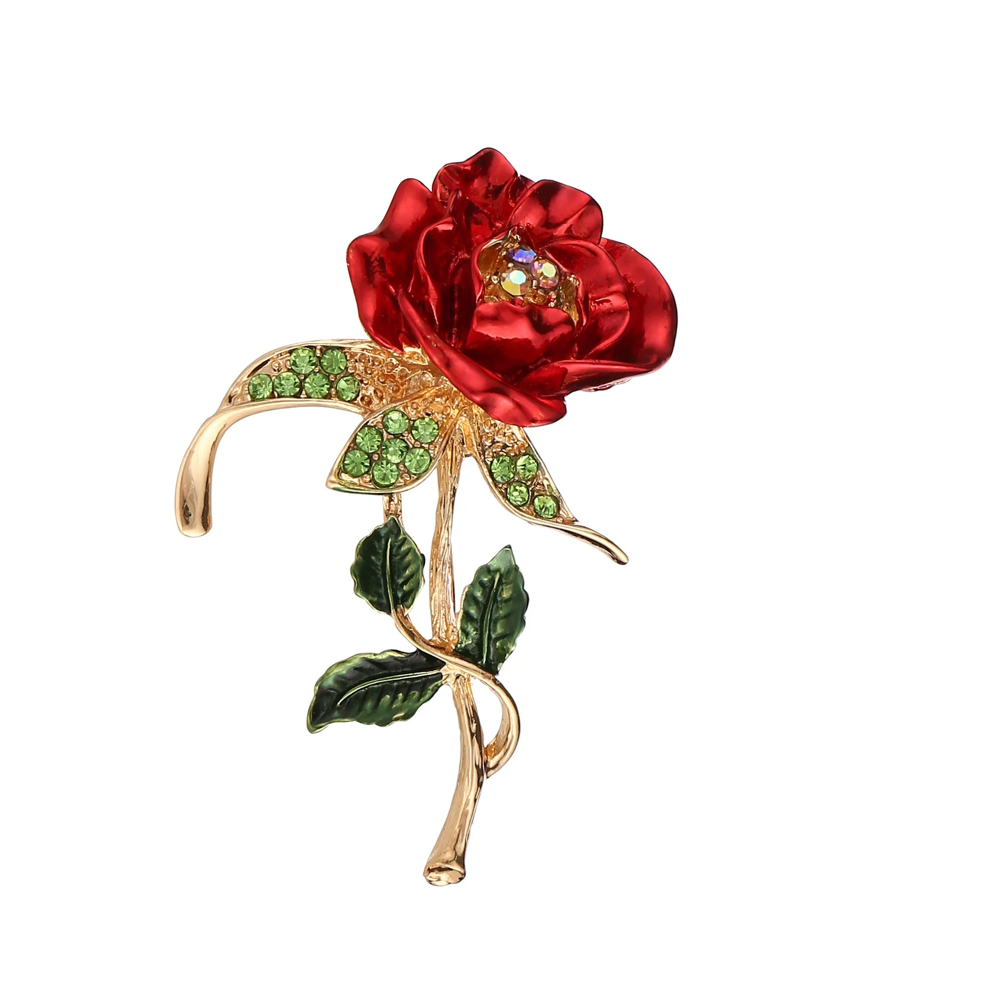 Alloy Handmade Painted Flower Patterned Electroplated Rose Brooch Clothing Accessories - Image 5