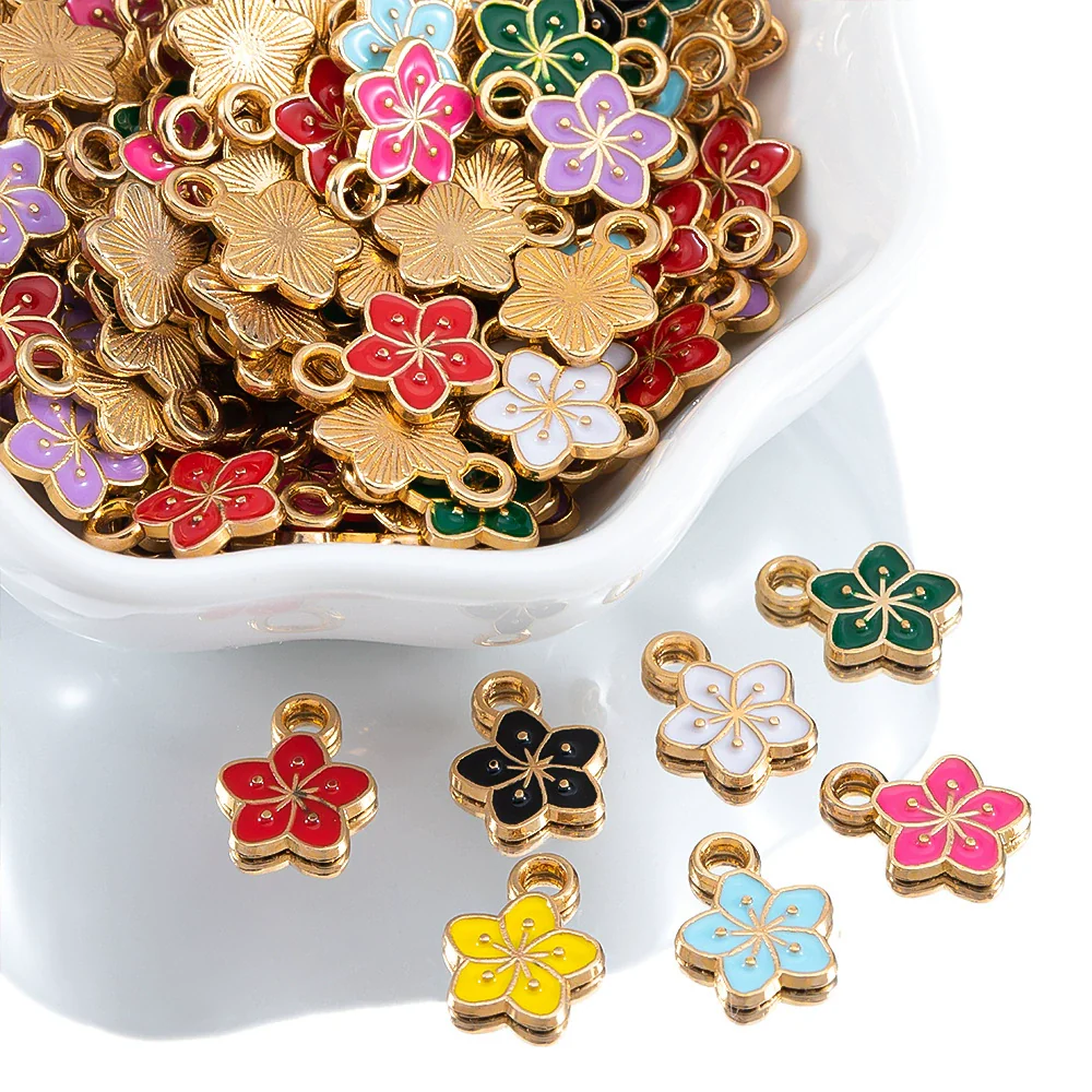 Alloy Handmade Vintage Dripping Oil Pendant Flower Beaded Bracelet Necklace Accessories - Image 3