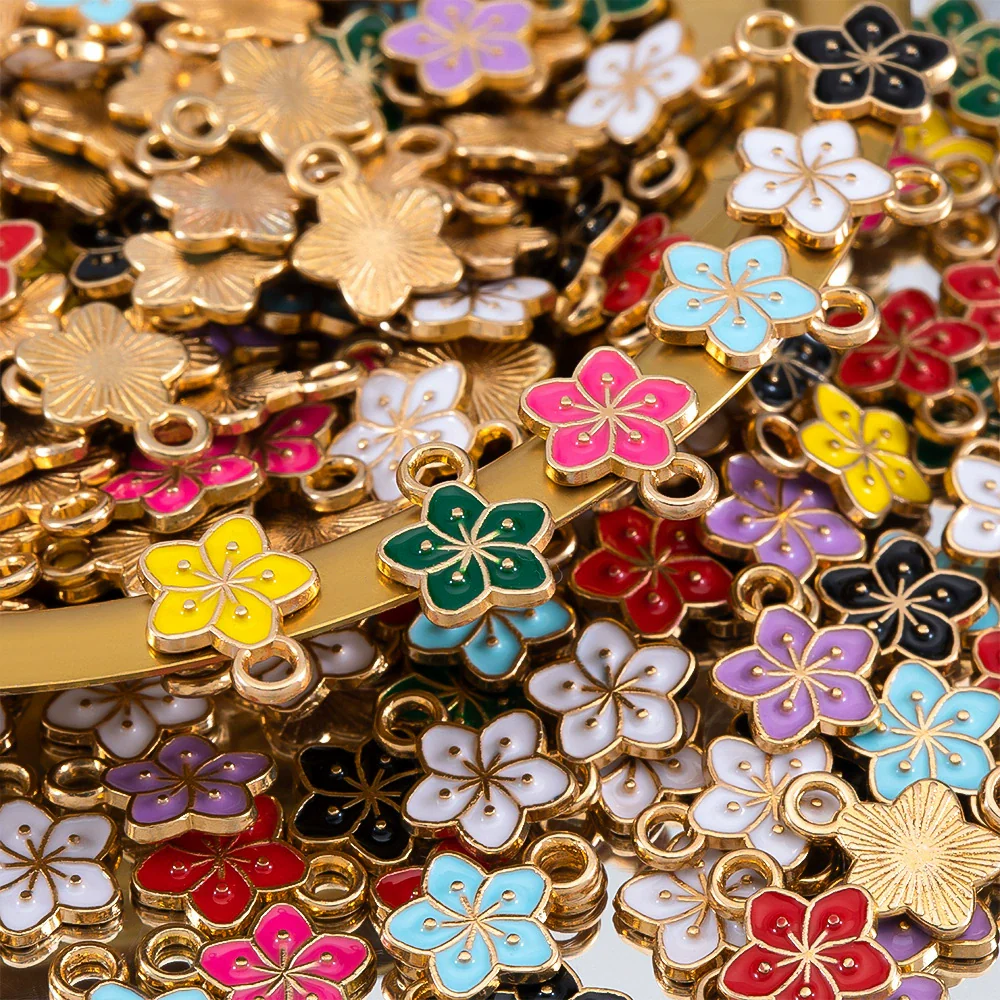 Alloy Handmade Vintage Dripping Oil Pendant Flower Beaded Bracelet Necklace Accessories - Image 5