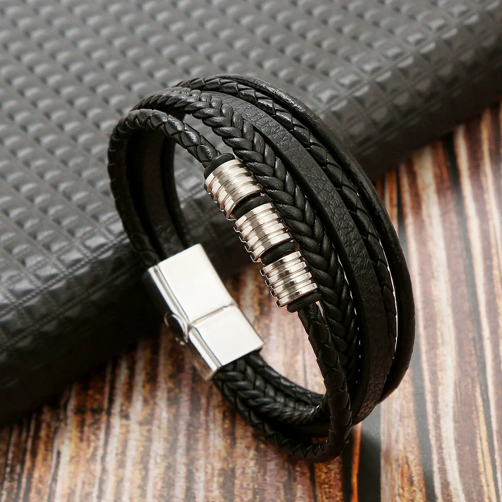 Alloy Handwoven Geometric Bracelets For Men Electroplated Highend Jewelry Accessories - Image 5