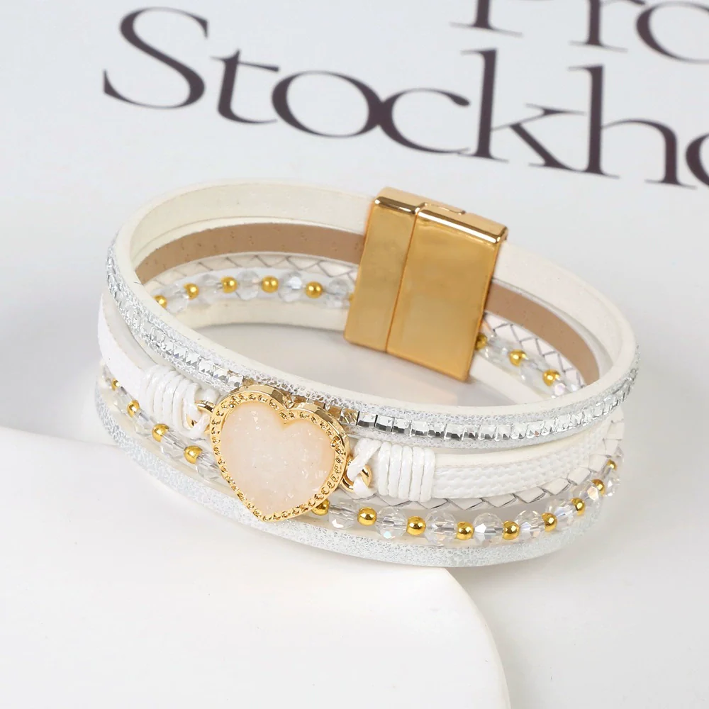 Alloy Handwoven Heart Shape Electroplated Bracelets For Women - Image 3