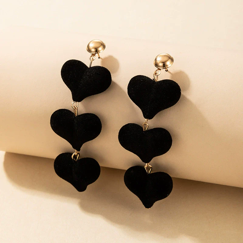 Alloy Heartshaped Handmade Velvet Pendant Women's Earrings
