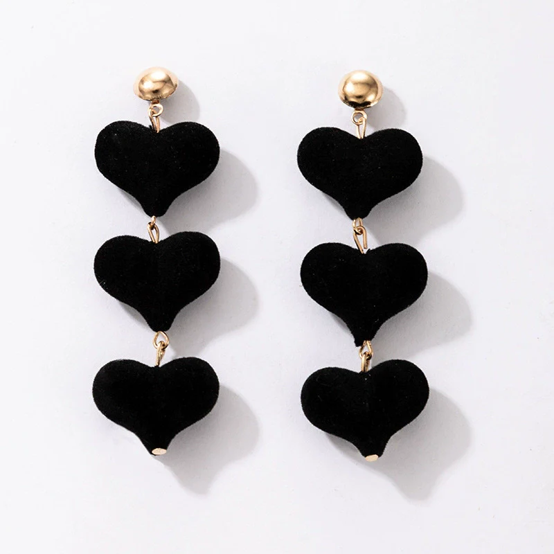 Alloy Heartshaped Handmade Velvet Pendant Women's Earrings - Image 4