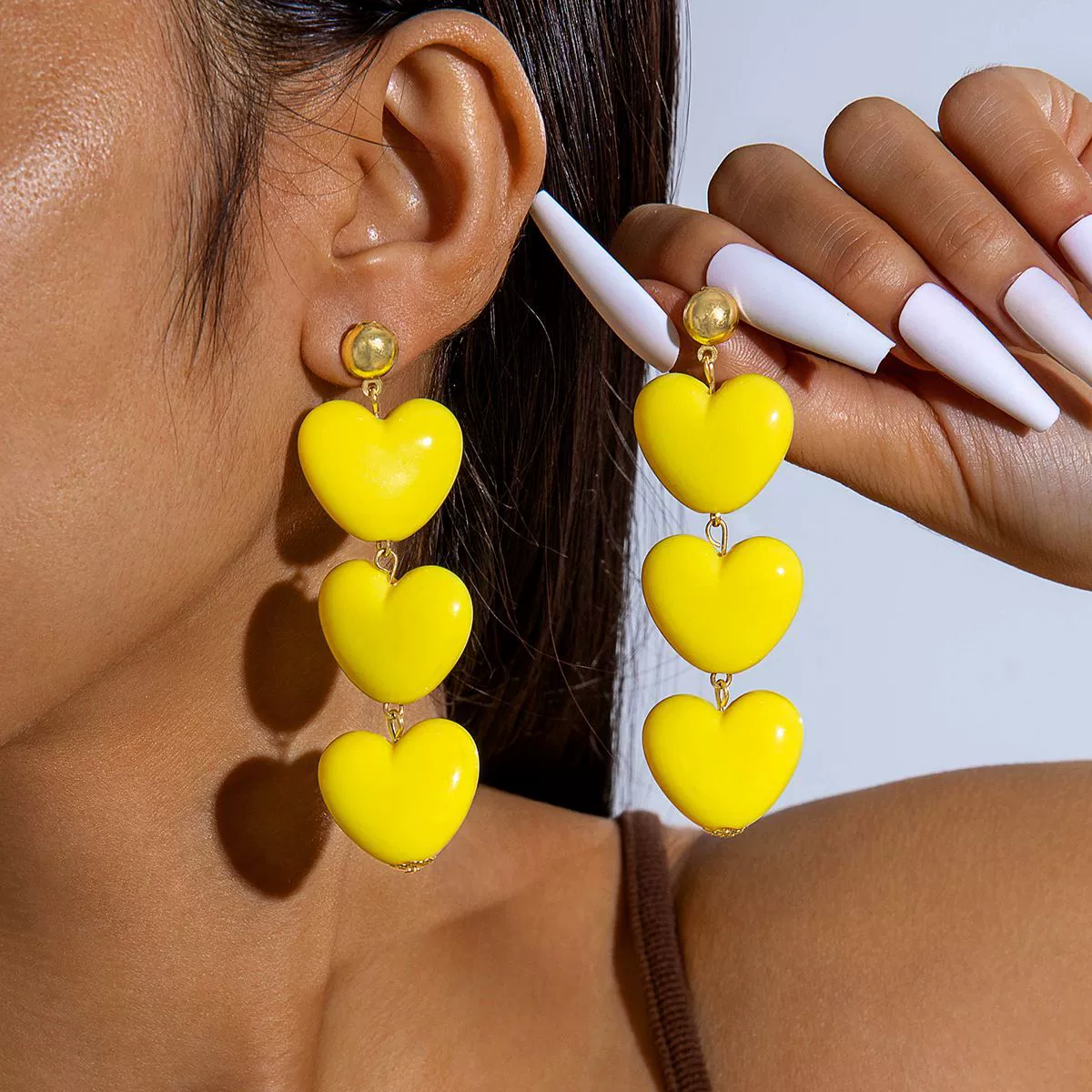 Alloy Heartshaped Handmade Velvet Pendant Women's Earrings - Image 8