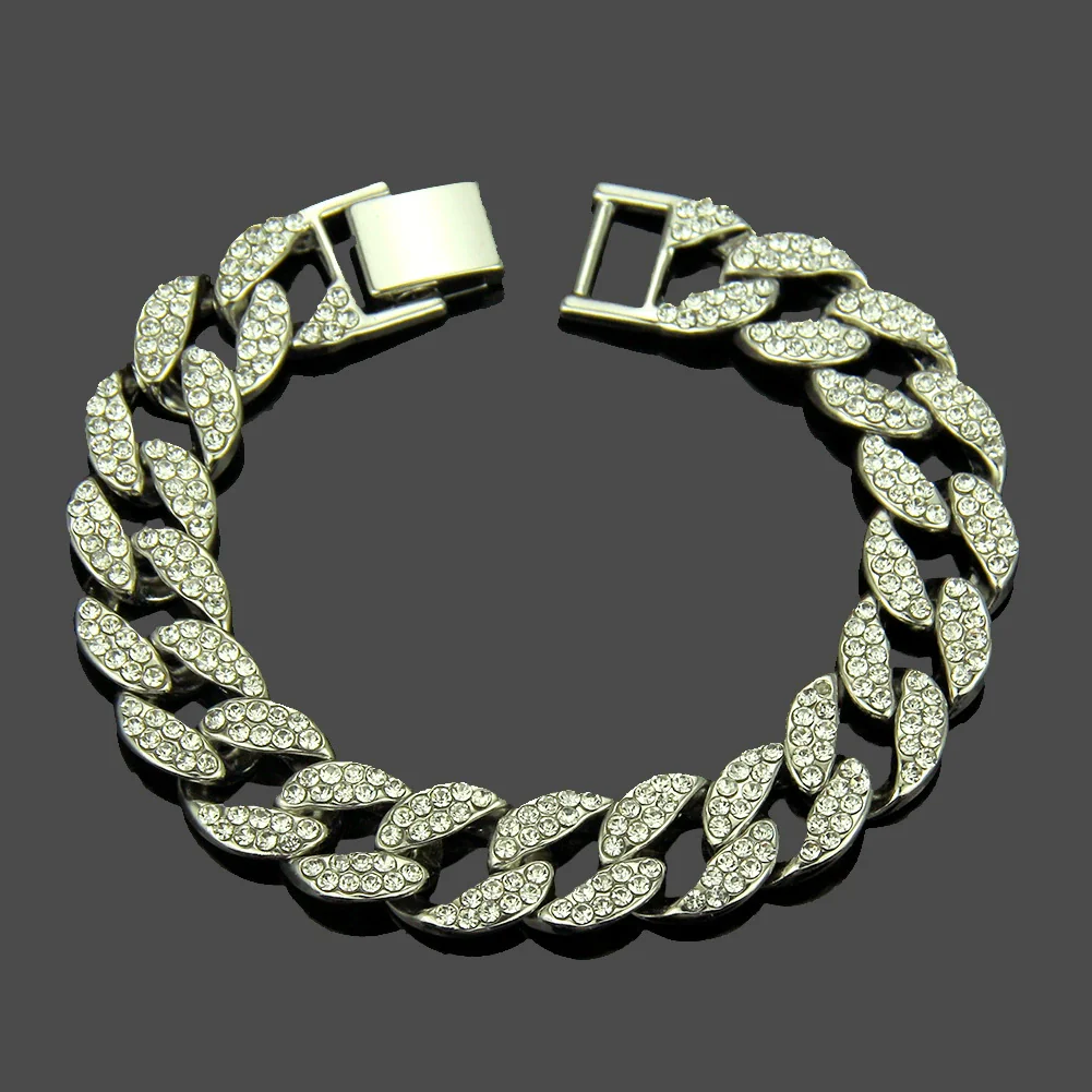 Alloy Hiphop Geometric Diamond Men's Bracelet Jewelry - Image 2