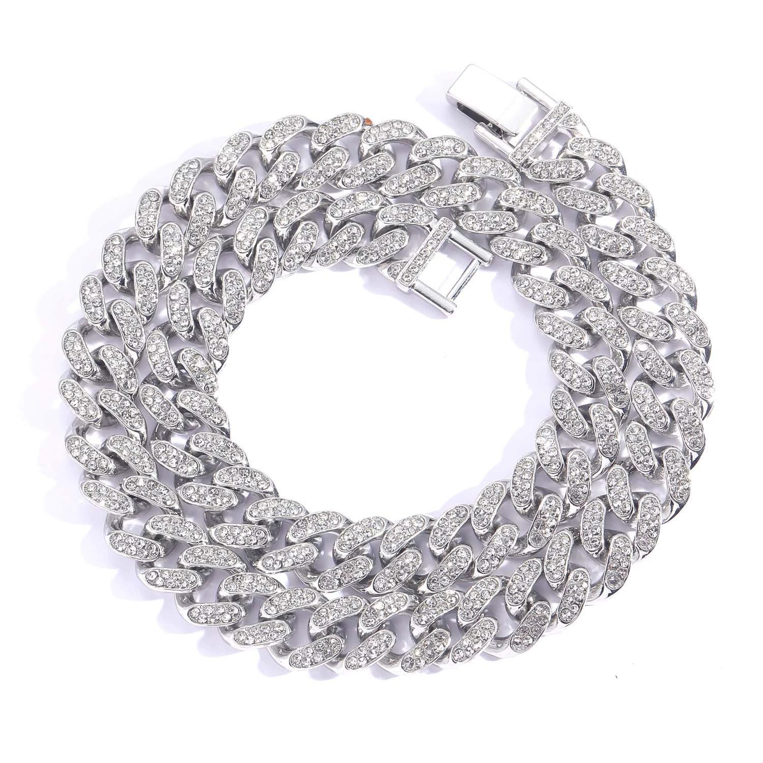 Alloy Hiphop Men's Cuban Chain Diamond Necklace - Image 17