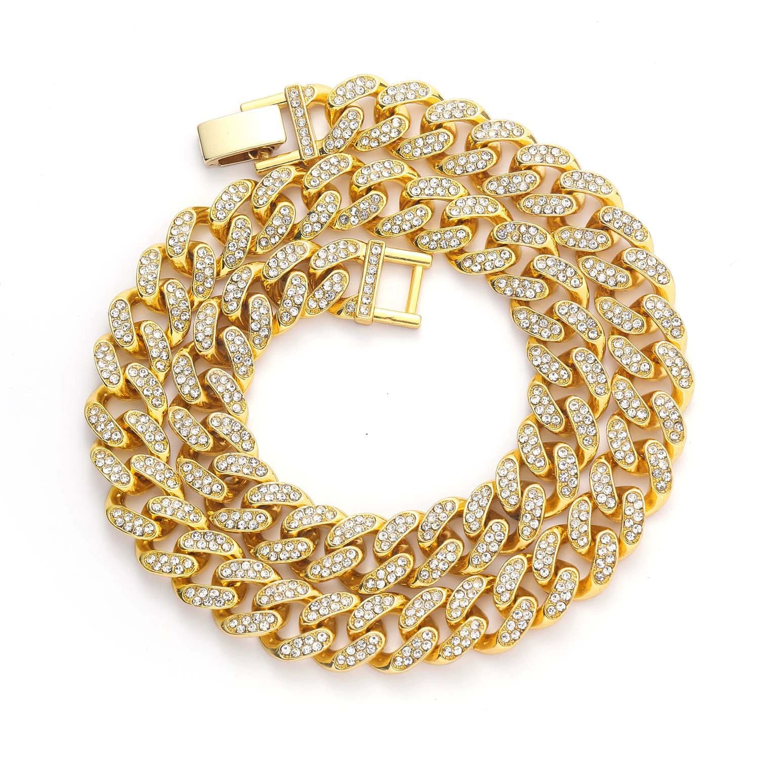 Alloy Hiphop Men's Cuban Chain Diamond Necklace - Image 25
