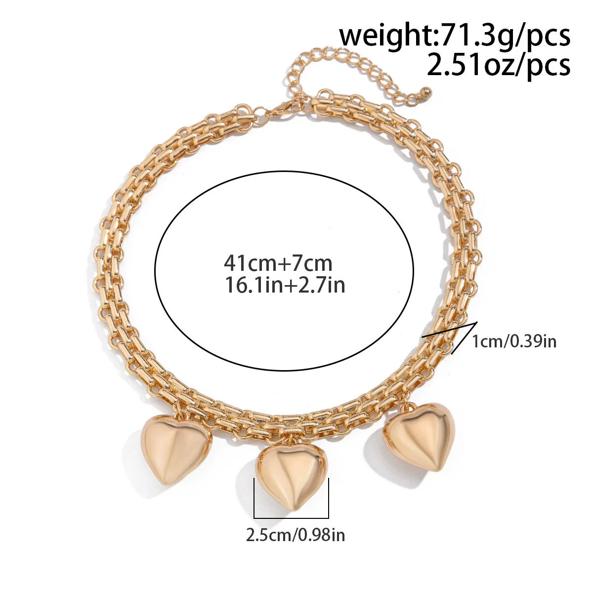 Alloy Hiphop Style Love Pendant Chain Necklace With Heart And Star Patterns Electroplated For Women - Image 5