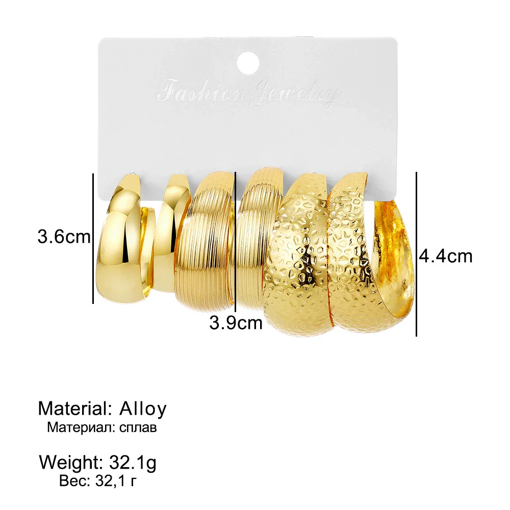 Alloy Iron Exaggerated Geometric Electroplated Women's Earrings Set - Image 2