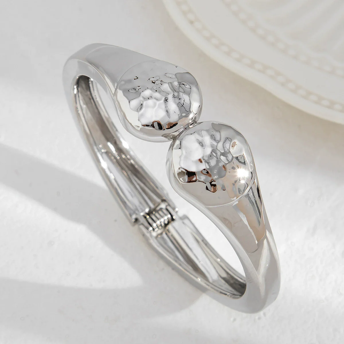 Alloy Irregular Metal Electroplated Smooth Bracelet With Water Ripple Design - Image 10