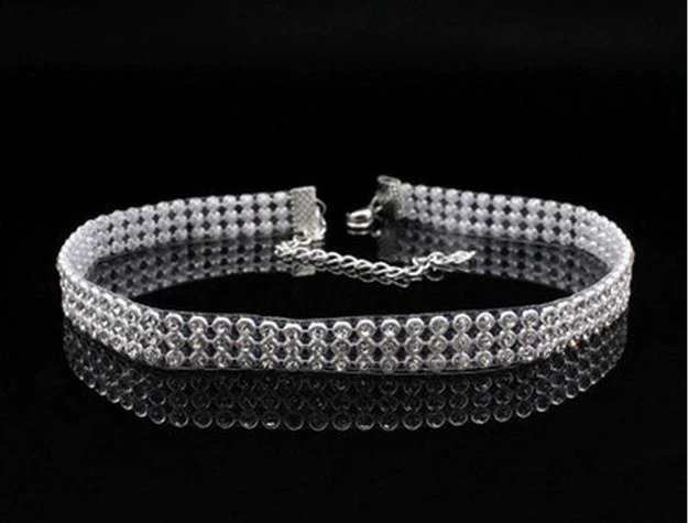 Alloy Jewelry Geometric Pattern Water Wave Chain Diamond Multilayer Collar Necklace - Image 16