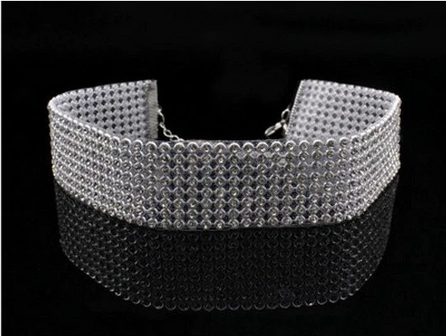 Alloy Jewelry Geometric Pattern Water Wave Chain Diamond Multilayer Collar Necklace - Image 18