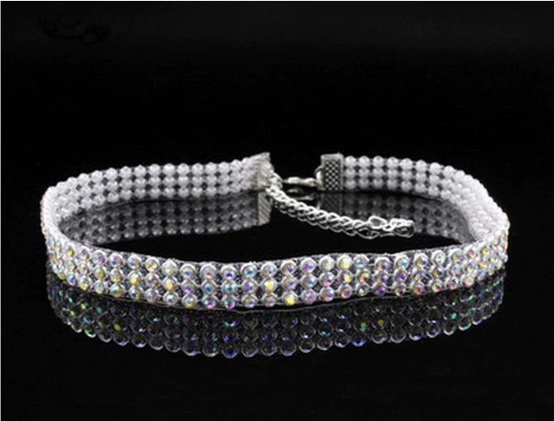 Alloy Jewelry Geometric Pattern Water Wave Chain Diamond Multilayer Collar Necklace - Image 20