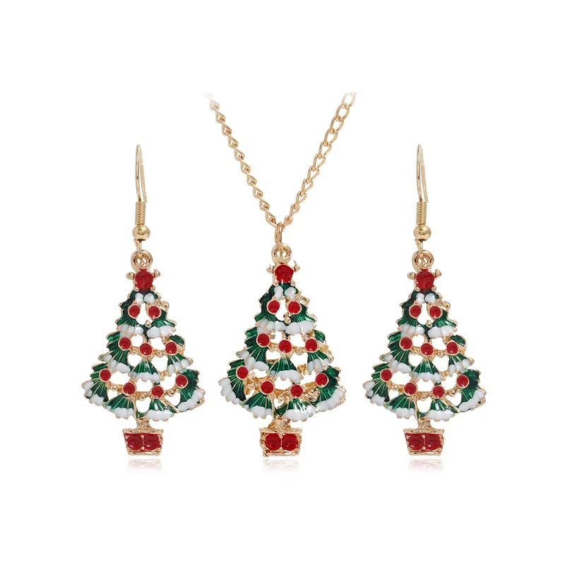Alloy Jewelry Set With Plant Flowers Pattern Water Wave Chain For Women Earrings And Necklace With Festival Elements - Image 6