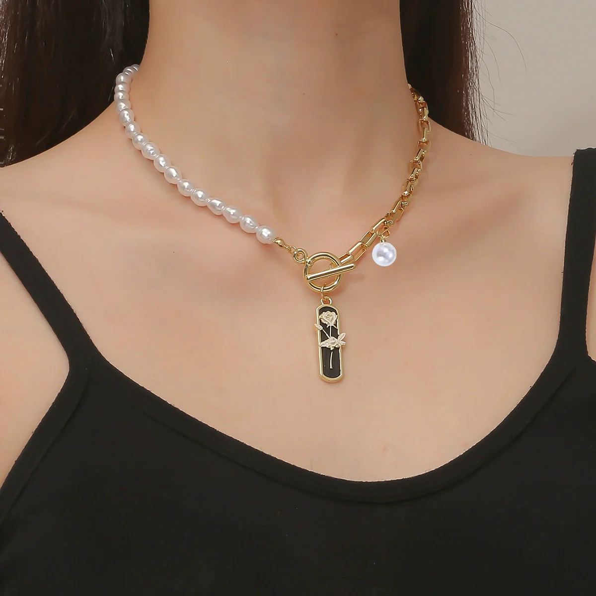 Alloy Ladies Necklace With Flowers Pattern And Electroplating Treatment Box Chain Style Original Design - Image 3