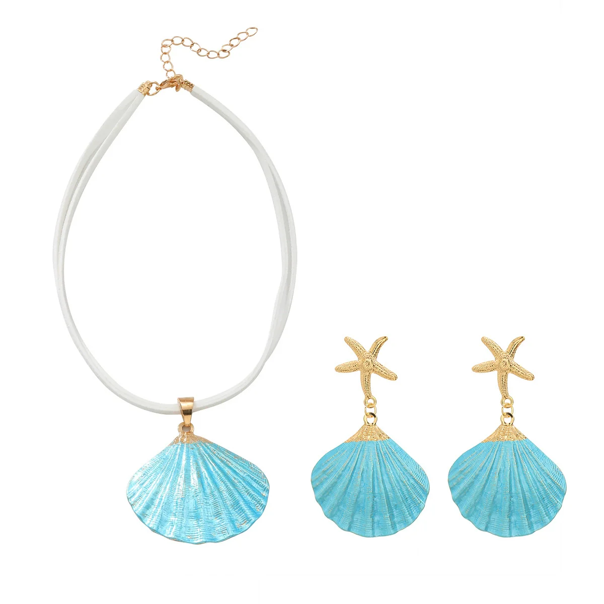 Alloy Marine Life Pattern Fashion Minimalist Women's Necklace Earrings Set With Electroplating - Image 8