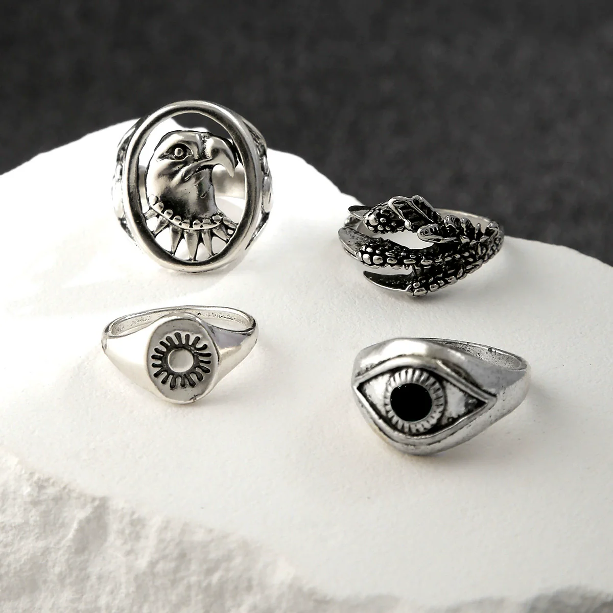 Alloy Men's Jewelry Retro Distressed Animals Zodiac Ring - Image 4
