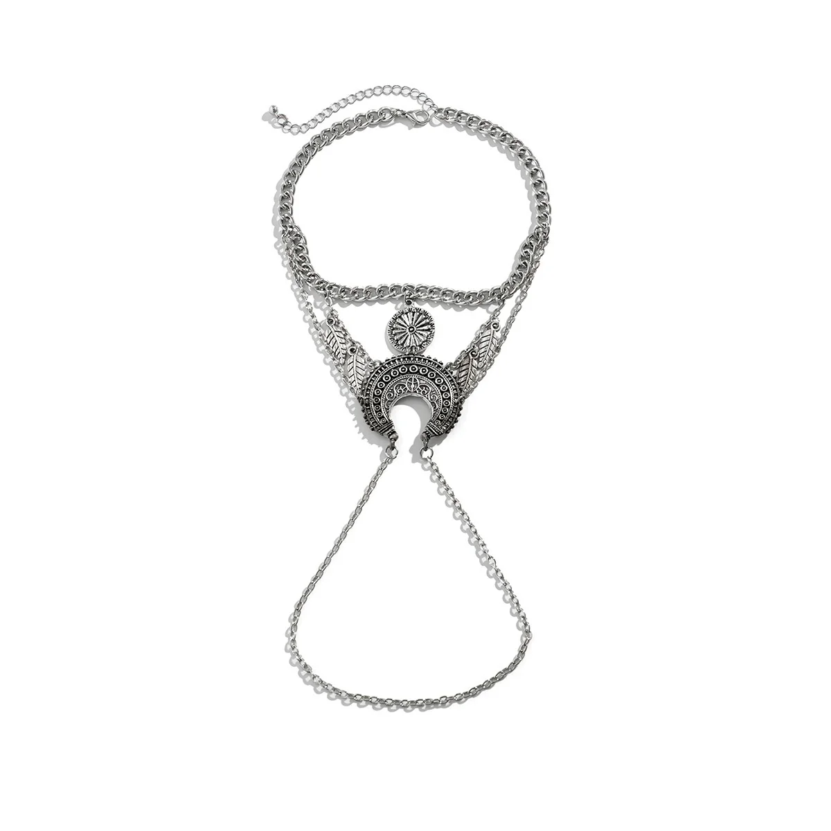 Alloy Metal Arm Chain Jewelry Punk Retro Geometric Dream Catcher Leaf Tassel Open Bracelet With Electroplating - Image 5