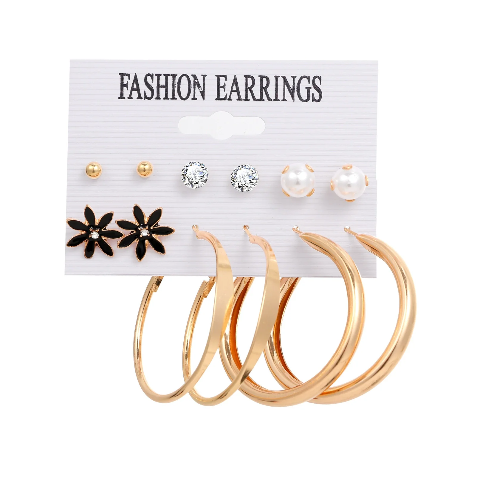 Alloy Metal Circle Chain Earrings Set Geometric Style Electroplated Stainless Steel Ear Needle - Image 12