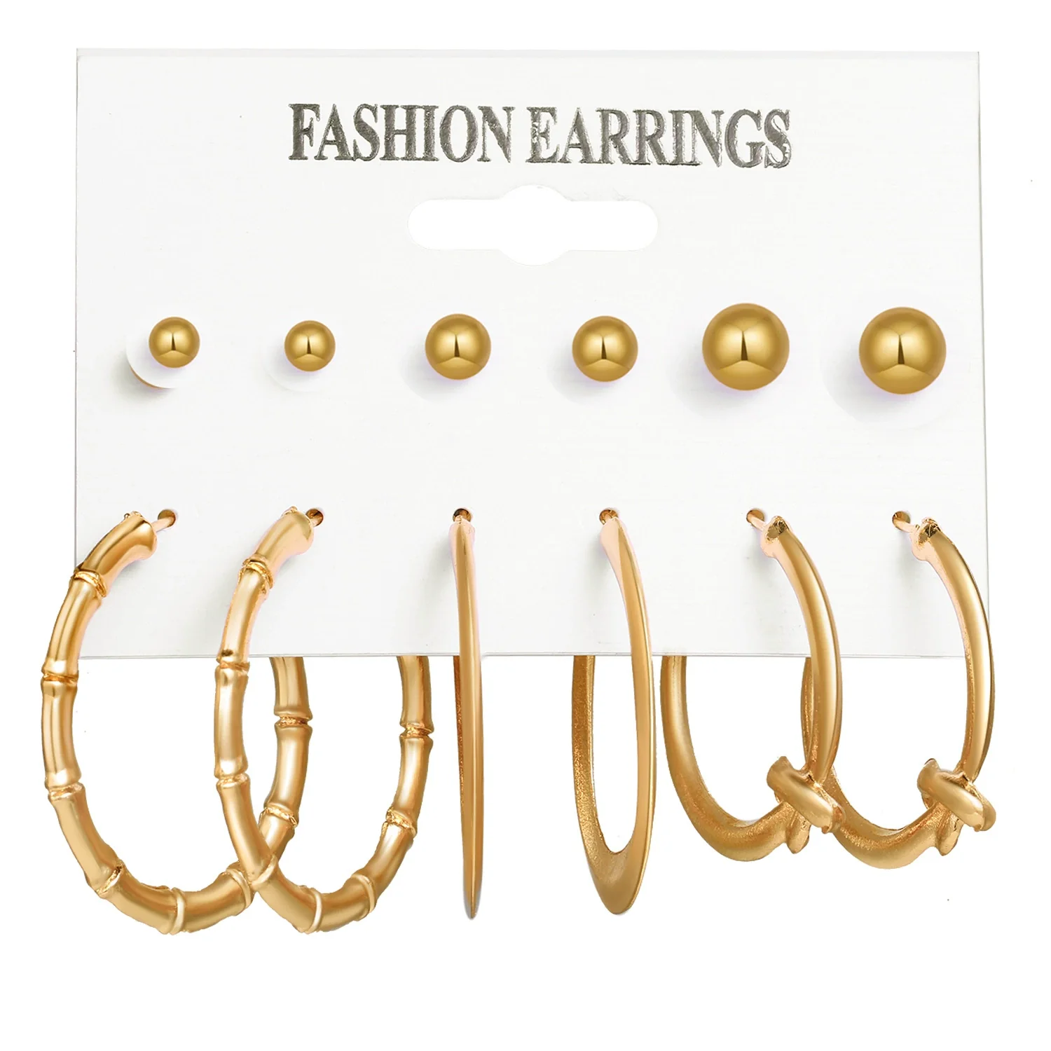 Alloy Metal Circle Chain Earrings Set Geometric Style Electroplated Stainless Steel Ear Needle - Image 27