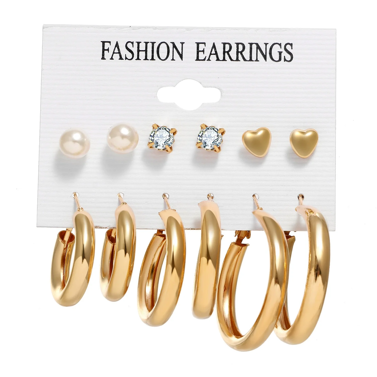 Alloy Metal Circle Chain Earrings Set Geometric Style Electroplated Stainless Steel Ear Needle - Image 28