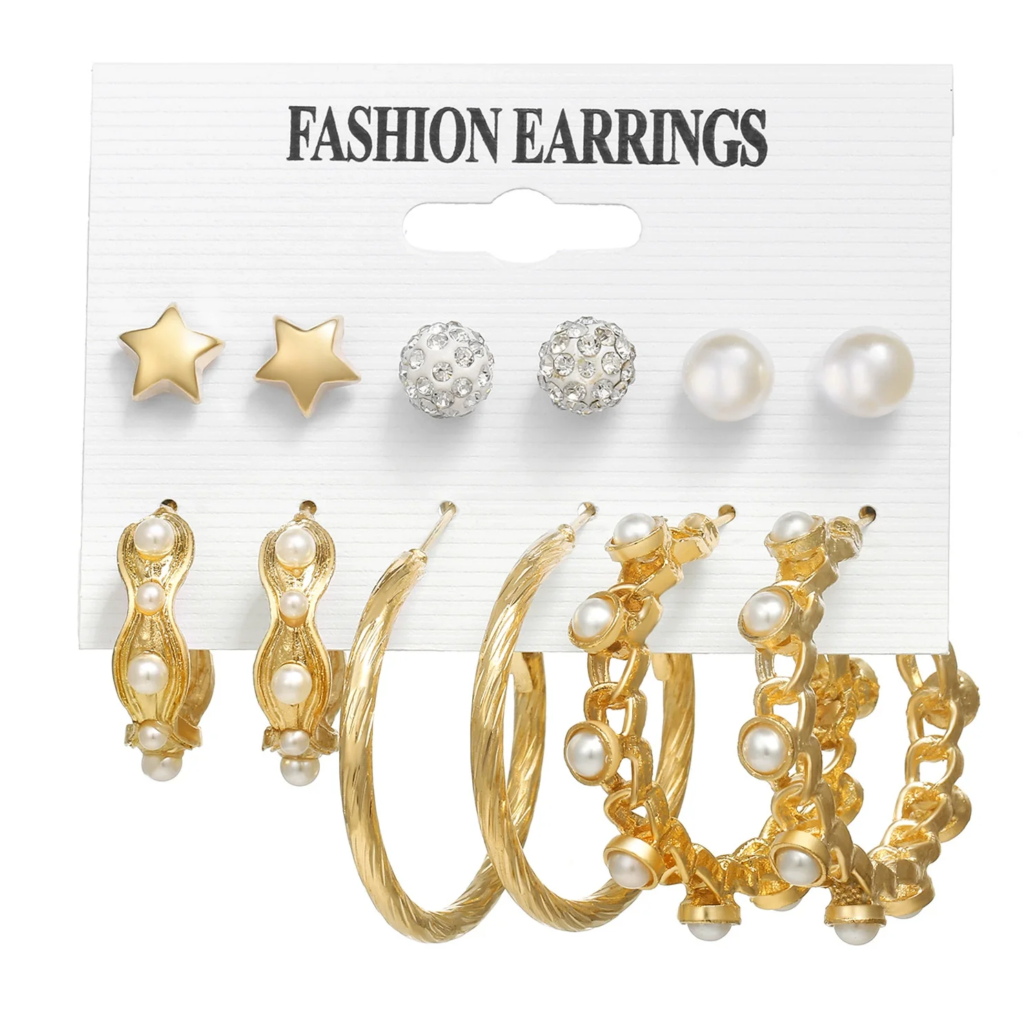 Alloy Metal Circle Chain Earrings Set Geometric Style Electroplated Stainless Steel Ear Needle - Image 29