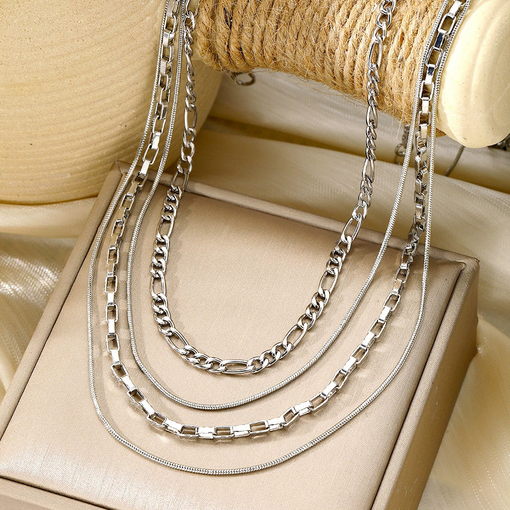 Alloy Metal Women's Multilayered Twist Chain Snake Bone Necklace With Geometric Pattern And Electroplating - Image 10