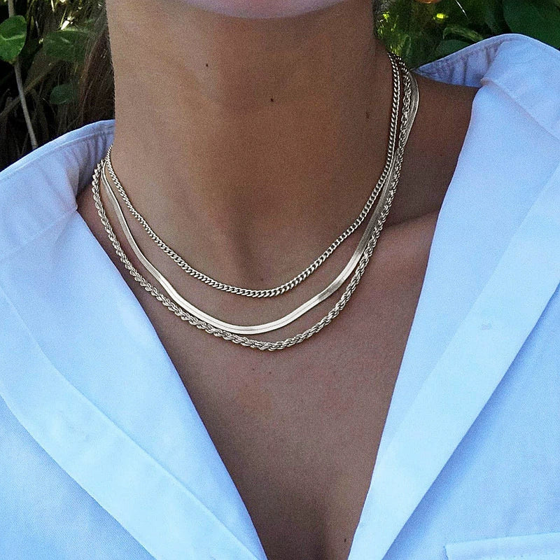 Alloy Metal Women's Multilayered Twist Chain Snake Bone Necklace With Geometric Pattern And Electroplating - Image 13