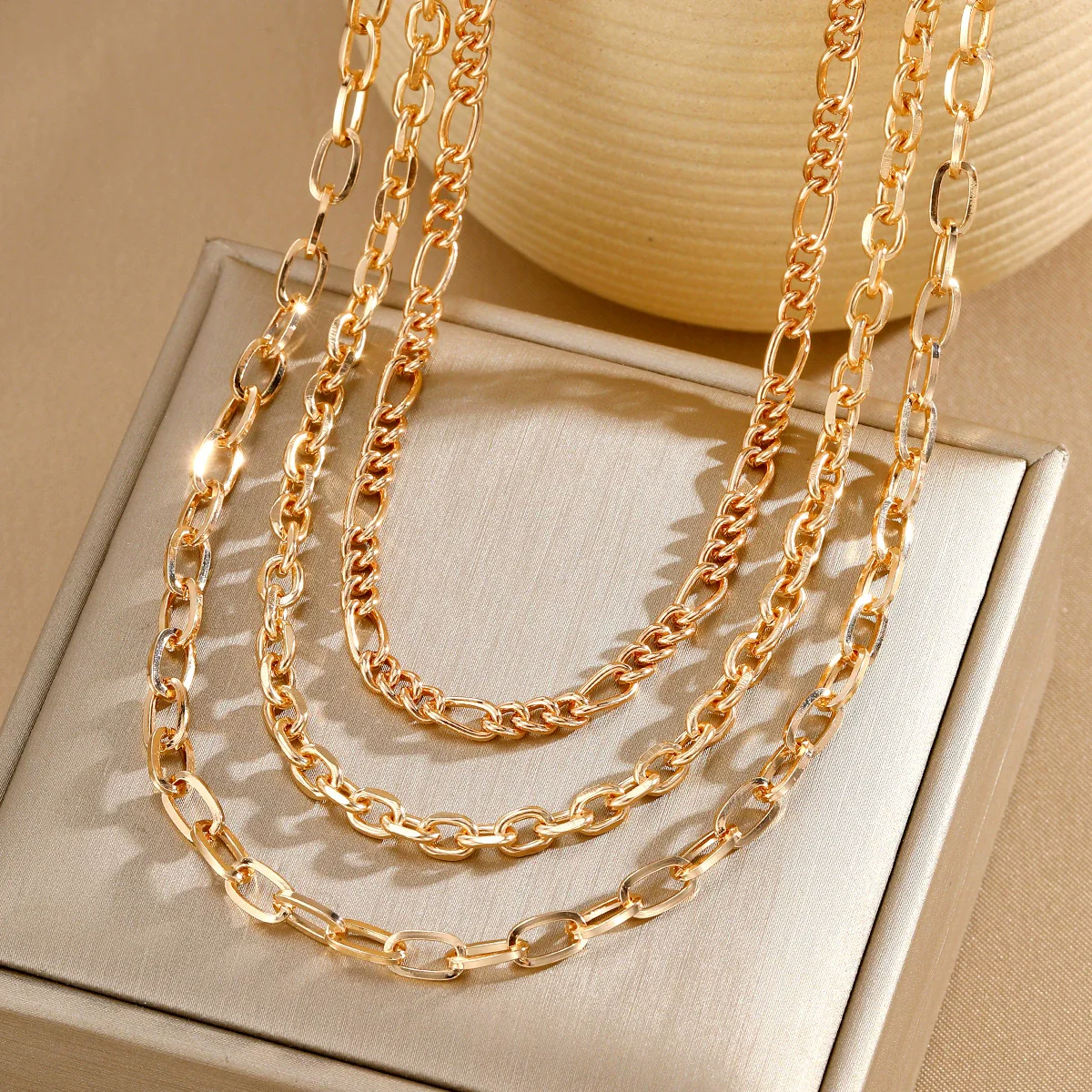 Alloy Metal Women's Multilayered Twist Chain Snake Bone Necklace With Geometric Pattern And Electroplating - Image 15