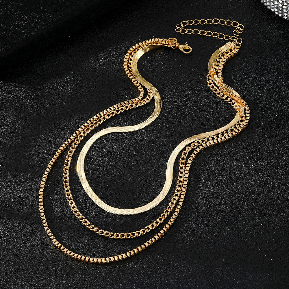 Alloy Metal Women's Multilayered Twist Chain Snake Bone Necklace With Geometric Pattern And Electroplating - Image 17