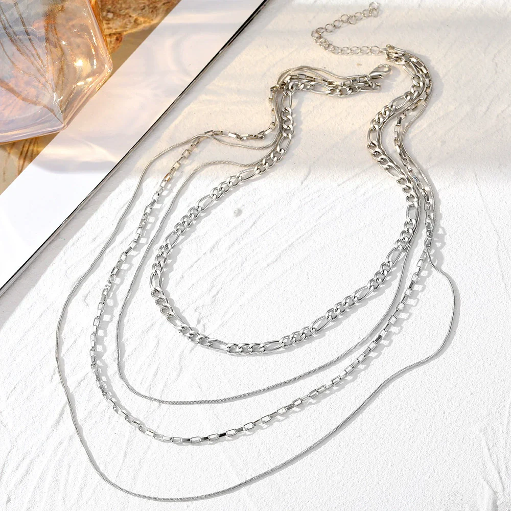 Alloy Metal Women's Multilayered Twist Chain Snake Bone Necklace With Geometric Pattern And Electroplating - Image 20